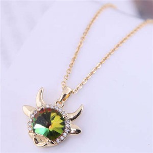 Lucky Ox Design Korean Fashion Women Alloy Necklace - Luminous Green