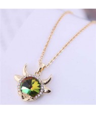 Lucky Ox Design Korean Fashion Women Alloy Necklace - Luminous Green