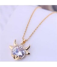 Lucky Ox Design Korean Fashion Women Alloy Necklace - White
