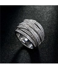 U.S. High Fashion Cubic Zirconia Embellished Mixed Rings Design 18K Platinum Plated Ring