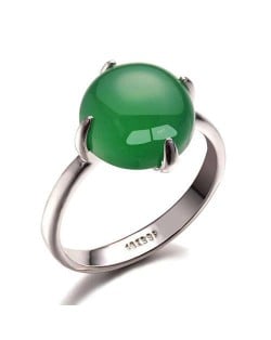 Four Claws Green Opal Inlaid 18K Platinum Plated Women Ring