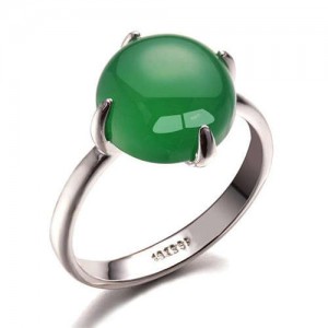 Four Claws Green Opal Inlaid 18K Platinum Plated Women Ring