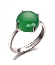 Four Claws Green Opal Inlaid 18K Platinum Plated Women Ring