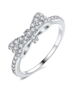 Cubic Zirconia Bowknot Korean Fashion 18K Platinum Plated Ring