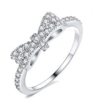 Cubic Zirconia Bowknot Korean Fashion 18K Platinum Plated Ring