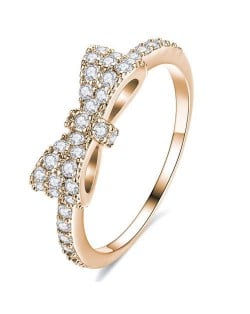 Cubic Zirconia Bowknot Korean Fashion 18K Rose Gold Plated Ring