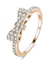 Cubic Zirconia Bowknot Korean Fashion 18K Rose Gold Plated Ring