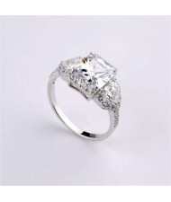 Delicate Design Cubic Zirconia 18K Platinum Plated Women Ring
