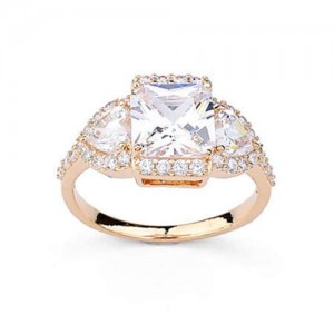 Delicate Design Cubic Zirconia 18K Rose Gold Plated Women Ring
