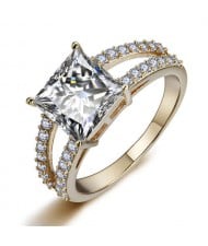 Cubic Zirconia Embellished Four Claws 18K Rose Gold Plated Women Ring