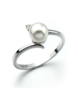 Pearl Inlaid Elegant Office Lady Fashion 18K Platinum Plated Ring