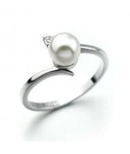 Pearl Inlaid Elegant Office Lady Fashion 18K Platinum Plated Ring