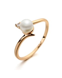 Pearl Inlaid Elegant Office Lady Fashion 18K Rose Gold Plated Ring