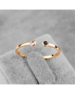 Rhinestone Inlaid Korean Fashion Lovely Design 18K Rose Gold Ring