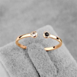 Rhinestone Inlaid Korean Fashion Lovely Design 18K Rose Gold Ring