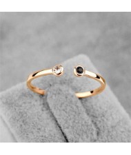 Rhinestone Inlaid Korean Fashion Lovely Design 18K Rose Gold Ring