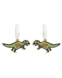 Tiny Dinosaur Pendant High Fashion Women Costume Earrings - Green