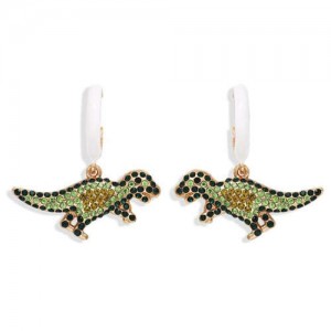 Tiny Dinosaur Pendant High Fashion Women Costume Earrings - Green