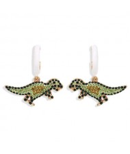 Tiny Dinosaur Pendant High Fashion Women Costume Earrings - Green