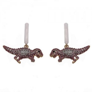 Tiny Dinosaur Pendant High Fashion Women Costume Earrings - Pink