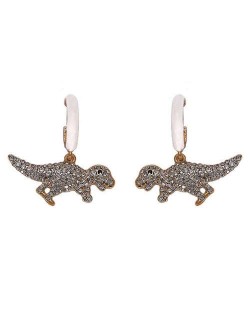 Tiny Dinosaur Pendant High Fashion Women Costume Earrings - Silver