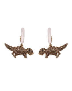 Tiny Dinosaur Pendant High Fashion Women Costume Earrings - Golden