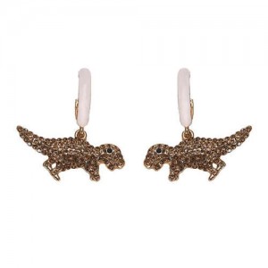 Tiny Dinosaur Pendant High Fashion Women Costume Earrings - Golden