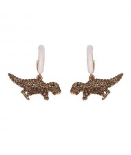 Tiny Dinosaur Pendant High Fashion Women Costume Earrings - Golden