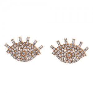 Creative High Fashion Eye Design Elegant Women Wholesale Earrings - White Rhinestone