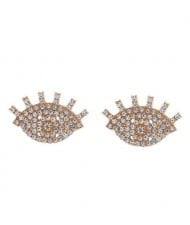 Creative High Fashion Eye Design Elegant Women Wholesale Earrings - White Rhinestone