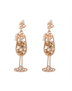 Creative Cocktail Glass Design High Fashion Women Earrings - Champagne