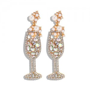 Creative Cocktail Glass Design High Fashion Women Earrings - Luminous Colorful
