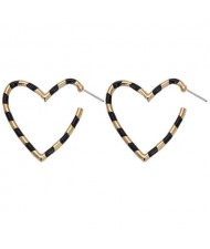 Golden and Black Adorable Heart Design Women Alloy Wholesale Earrings