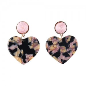 Acrylic Heart Night Club Fashion Women Alloy Wholesale Earrings - Black