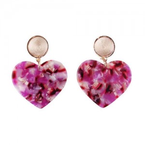 Acrylic Heart Night Club Fashion Women Alloy Wholesale Earrings - Rose