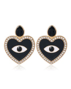 Heart Eye Design U.S. High Fashion Alloy Women Stud Earrings - Black