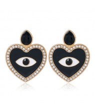 Heart Eye Design U.S. High Fashion Alloy Women Stud Earrings - Black