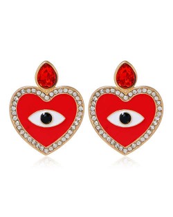Heart Eye Design U.S. High Fashion Alloy Women Stud Earrings - Red