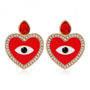 Heart Eye Design U.S. High Fashion Alloy Women Stud Earrings - Red
