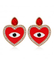 Heart Eye Design U.S. High Fashion Alloy Women Stud Earrings - Red
