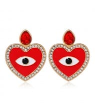 Heart Eye Design U.S. High Fashion Alloy Women Stud Earrings - Red