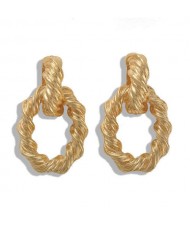 Gold Plated Bold Rope Design High Fashion Women Alloy Hoop Wholesale Earrings