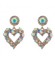 Elegant Peach Heart Design Rhinestone Korean Fashion Women Alloy Wholesale Earrings - Champagne
