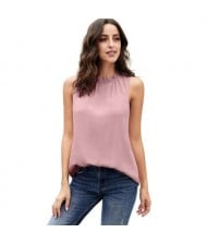 Ruffle Collar Sleeveless Design High Fashion Women Top/ T-shirt - Pink