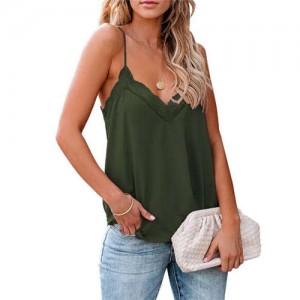 Lace Design Striped Slim Fashion Women Top/ T-shirt - Green