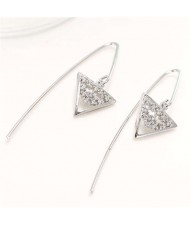 Korean Fashion Triangle Design Unique Women Costume Copper Earrings - Silver