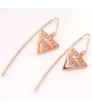 Korean Fashion Triangle Design Unique Women Costume Copper Earrings - Golden