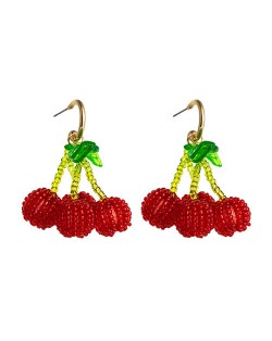 Red Cherry Cute Design Korean Fashion Women Costume Earrings