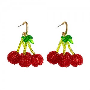 Red Cherry Cute Design Korean Fashion Women Costume Earrings