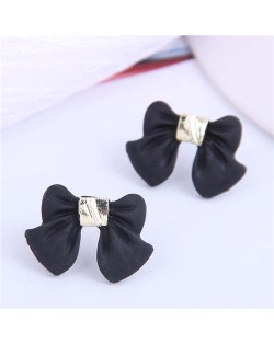 Korean Fashion Cute Bowknot Fair Lady Style Women Stud Earrings - Black